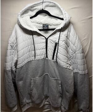 Bluegear M 3XL Sherpa Lined .25 Zip Hoodie White Grey Quilted Warm Winter Jacket